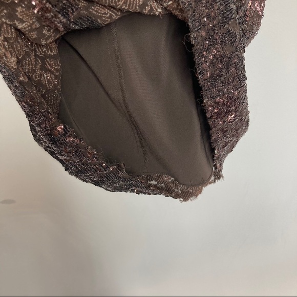 Alice + Olivia Valerie asymmetrical brown sequin dress size 2 - Picture 9 of 10